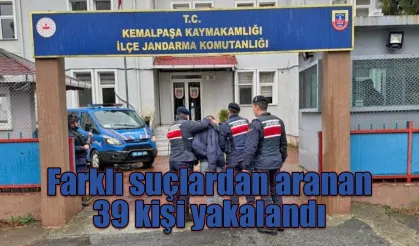 Farklı suçlardan aranan 39 kişi yakalandı
