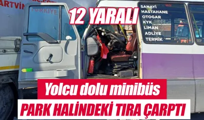 Hopa'da yolcu dolu minibüs park halindeki tıra çarptı: 12 yaralı