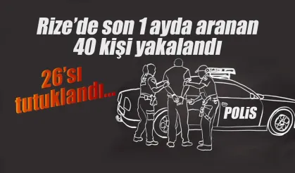 Rize'de son 1 ayda aranan 40 kişi yakalandı