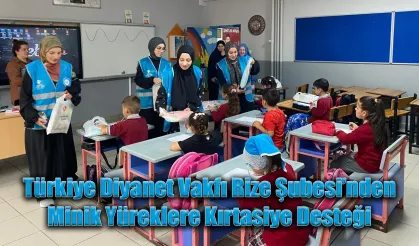 Türkiye Diyanet Vakfı Rize Şubesi’nden Minik Yüreklere Kırtasiye Desteği