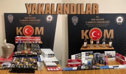 Rize'de kaçak sigara ve içki ele geçirildi
