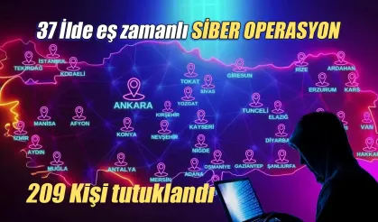 Rize dahil 37 ilde siber operasyon 209 tutuklama