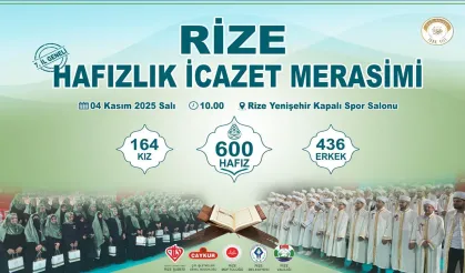 Rize’de 600 Hafız Toplu İcazet Merasimiyle Belgelerini Alacak