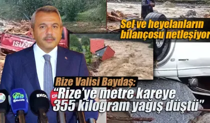 19-20 Eylül'de Rize'ye metre kareye 355 Kg yağış düşmüş