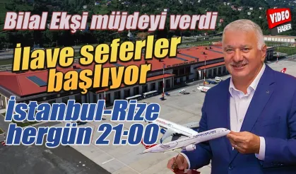 İstanbul-Rize saat 21:00 seferi başlıyor