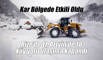 Rize’de 17, Artvin’de 18 Köy Yolu Kar Nedeniyle Kapalı