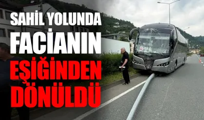 Karşı şeride savrulan otobüs faciayı kıl payı atlattı