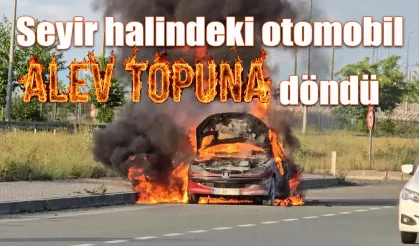 Rize'de seyir halindeki otomobil alev topuna döndü