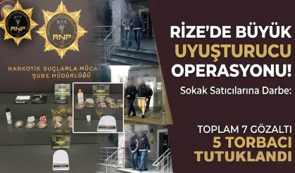 Rize'de Narkotik Operasyonu: 5 Sokak Satıcısı Tutuklandı