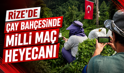 Rize'de çay bahçesinde milli maç heyecanı