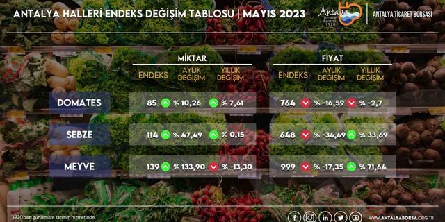 Antalya’da sebze fiyatlarında yüzde 36,69 düşüş