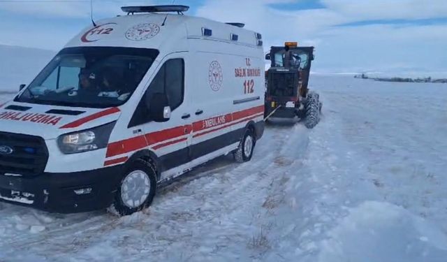 Kars’ta hastaya giden ambulans kara saplandı