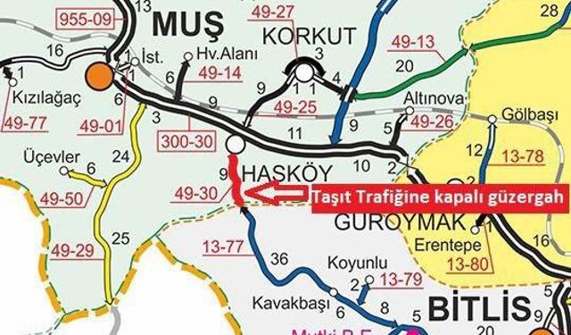 Hasköy-Mutki karayolu ulaşıma kapatıldı