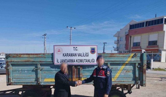 Jandarma 3 ay önce çalınan römorku bularak sahibine teslim edildi