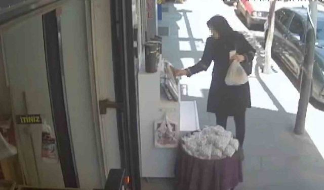Elazığ’da bir kadın, orcik çalarken güvenlik kamerasına yakalandı