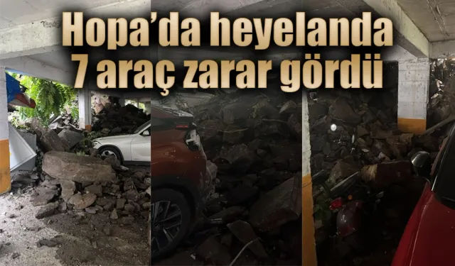 Hopa'da korkutan heyelanda 7 araç zarar gördü