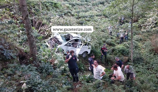 Rize’de araç çaylığa yuvarlandı:1 ölü, 1 yaralı