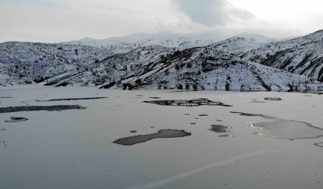 Erzincan’da soğuktan göller buz tuttu