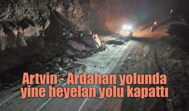 Artvin’de gece meydana gelen heyelan karayolunu ulaşıma kapattı