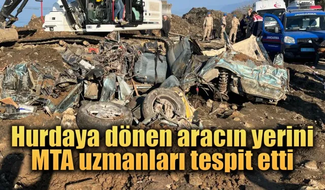 Heyelan altında kalan aracın yerini MTA uzmanları buldu