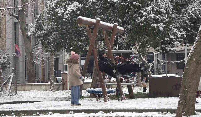 Yalova kent merkezinde kar yağışı etkili oluyor