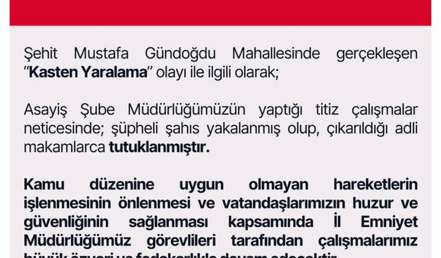 Bingöl’de yaralama olayının şüphelisi yakalandı