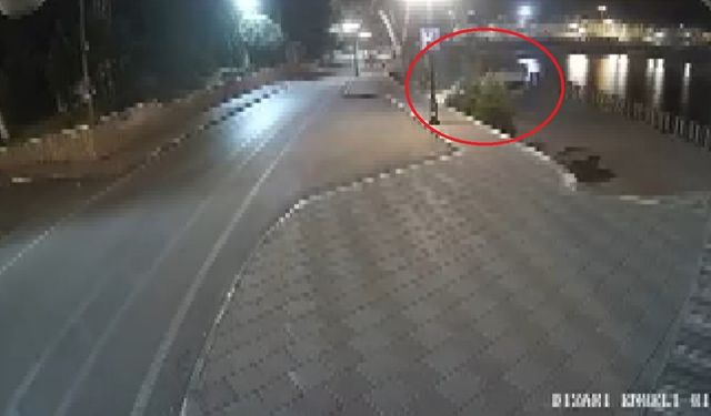 Alkollü şahsın kullandığı aracın göle uçmaya ramak kala durduğu anlar kamerada