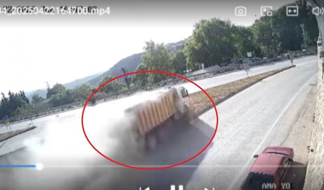 Freni patlayan hafriyat kamyonunun facia öncesi tozu dumana kattığı anlar kamerada