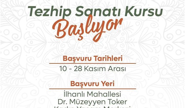 Niğde’de tezhip sanatı kursuna başvurular başladı