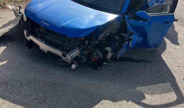 Sürücüsünün direksiyon hakimiyetini kaybettiği otomobil refüje çıktı