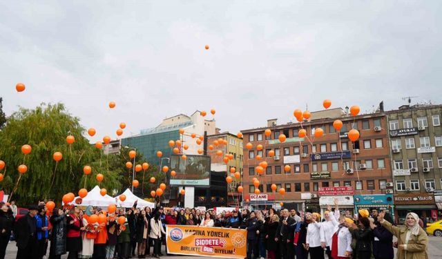 Turuncu balonlarla şiddete karşı kadınlardan ortak duruş