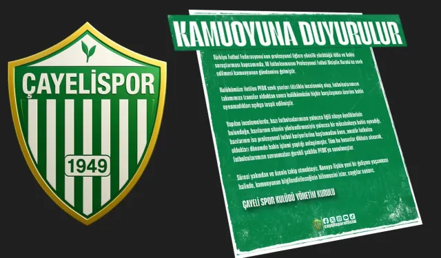 Çayelispor’dan Bahis Soruşturması Açıklaması