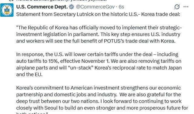 ABD’den Güney Kore’ye vergi indirimi