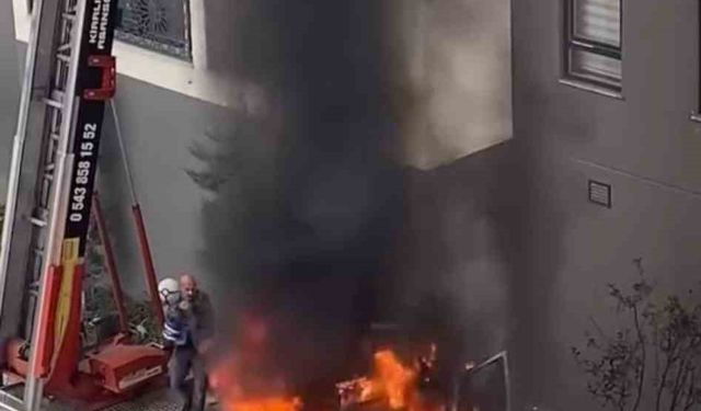 Ev taşıma kabusa döndü... Vinç alev aldı, vatandaşlar damacanayla söndürmeye çalıştı