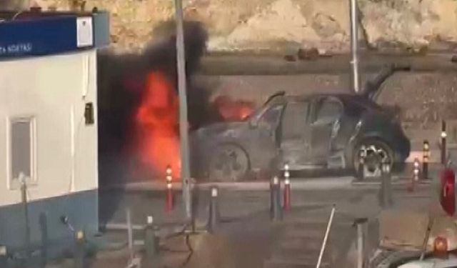 Şile Limanı’nda bir araç alevlere teslim oldu