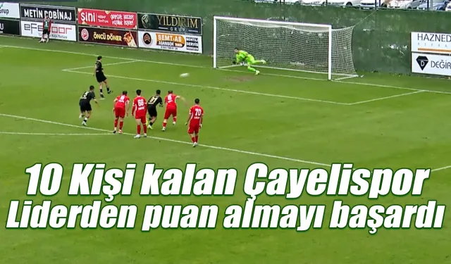 Çayelispor deplasmanda liderden 10 kişiyle puan aldı