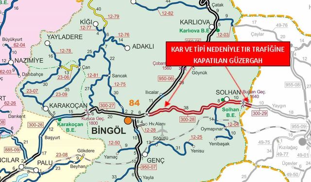 Bingöl-Muş karayolu tır trafiğine kapatıldı