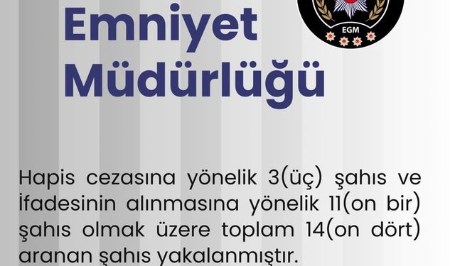 Bingöl'de 14 aranan şahıs yakalandı