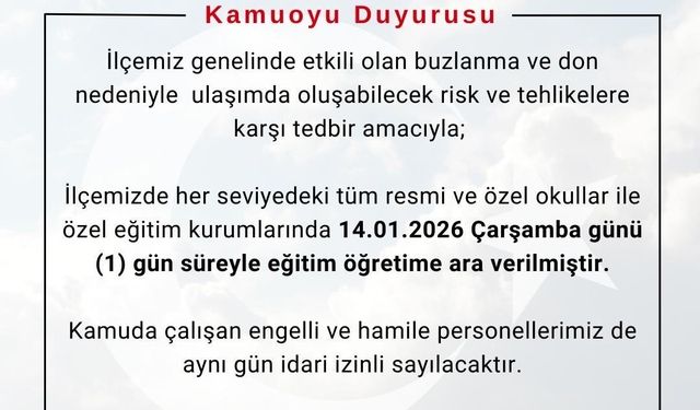 Bingöl'ün 3 ilçesinde eğitime 1 gün ara verildi