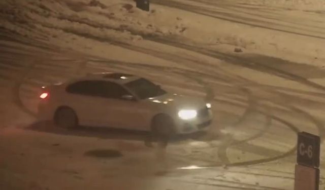 Bolu'da karla kaplı tesiste 'drift' keyfi pahalıya patladı