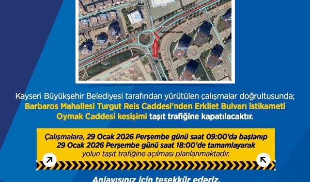 Büyükşehirden sürücülere 'yol çalışması' uyarısı