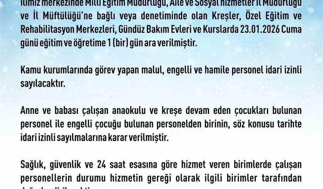 Elazığ'da rehabilitasyon ve bakımevi kurslarına kar tatili
