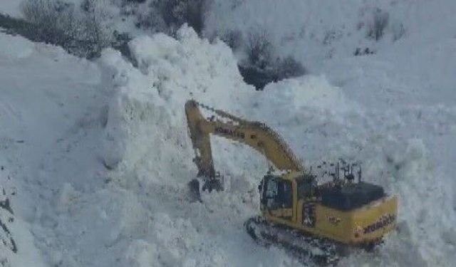 Erzincan'da köy yoluna çığ geldi