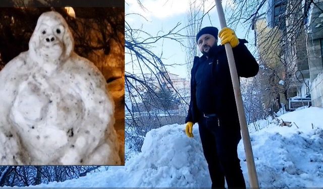 Hakkarili genç kardan goril yaptı