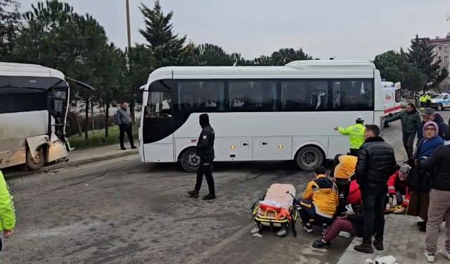 İşçi servisleri çarpıştı: 19 yaralı