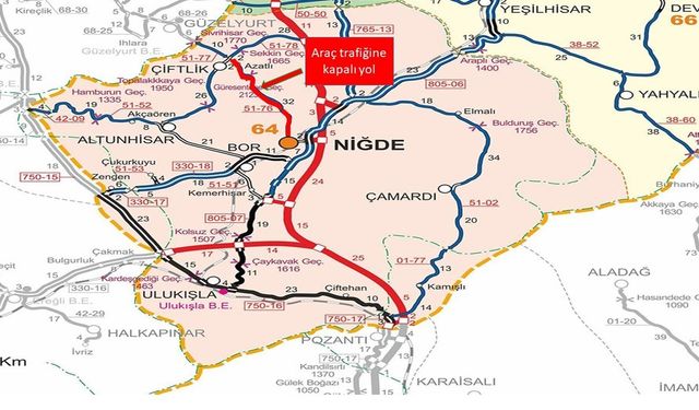 Kar ve tipi nedeniyle Niğde'de iki yol trafiğe kapatıldı