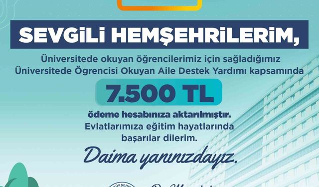 Kayseri'de 22 milyon TL'lik destek ödemeleri öğrencilerin hesaplarına aktarıldı