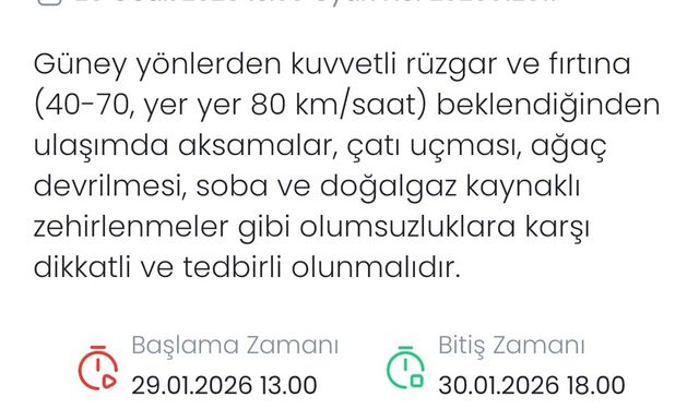 Meteoroloji Denizli için fırtına uyarısında bulundu