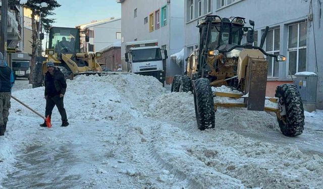 Sarıkamış'ta kar seferberliği: İlçe merkezinden 600 kamyon kar taşındı
