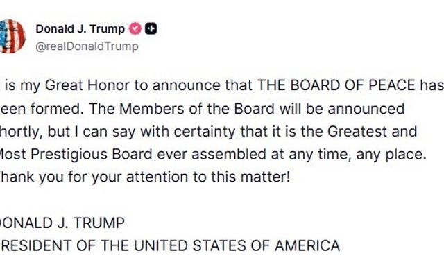 Trump: 'Gazze Barış Kurulu oluşturuldu, barış planında sonraki aşamaya geçildi'